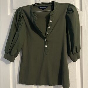 Veronica Beard Olive Puff Sleeve Blouse